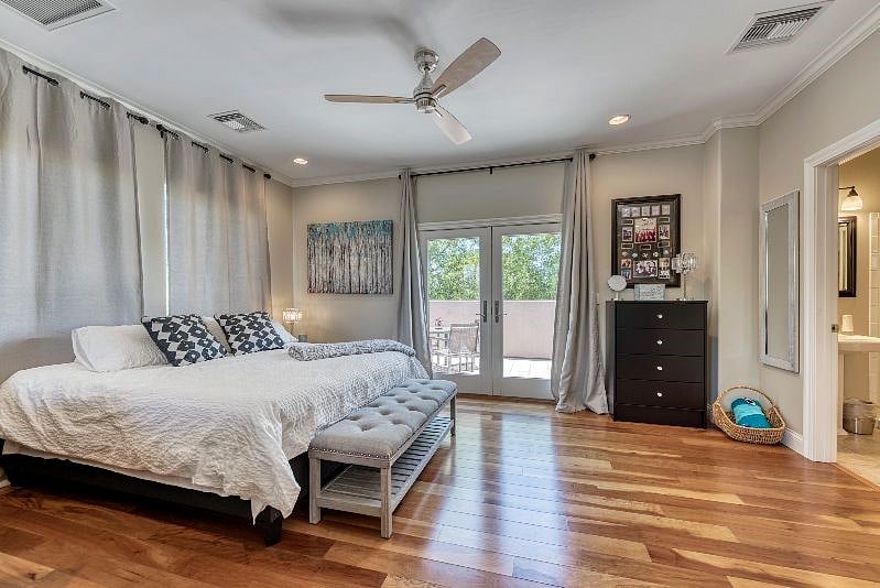 French doors lead to private balcony
