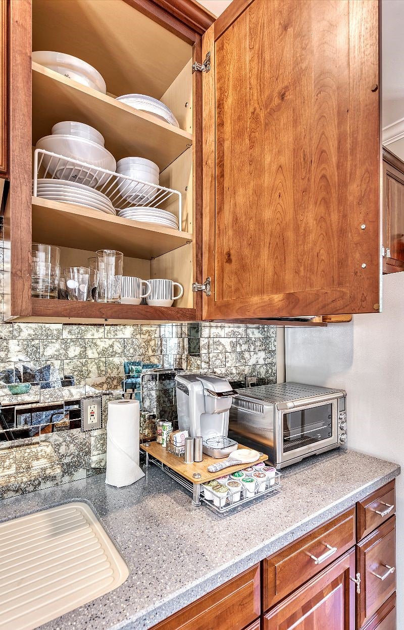 kitchenette is stocked with everything you will need