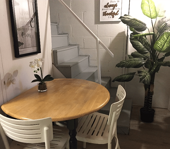 Seating area just off the kitchenette.