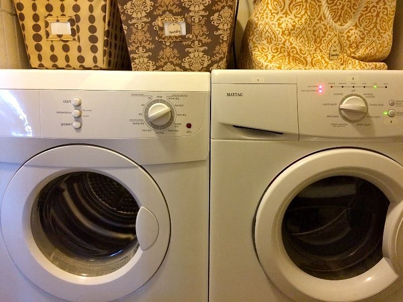 in unit small washer/dryer, all laundry supplies included