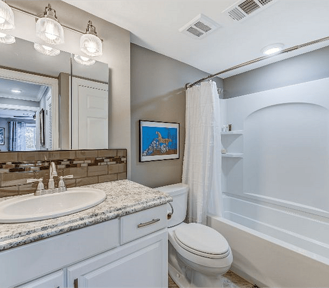 updated bath with soaker tub after a long day for relaxing