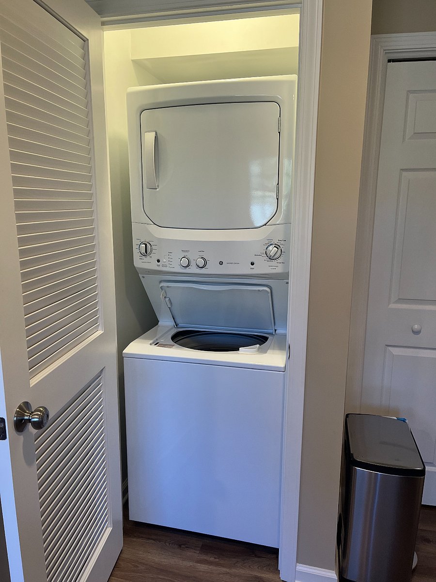 Lighted laundry located just inside entrance.