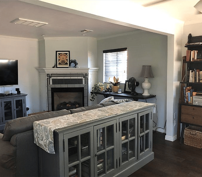 Common Space  Living Room with view of the gas fireplace.