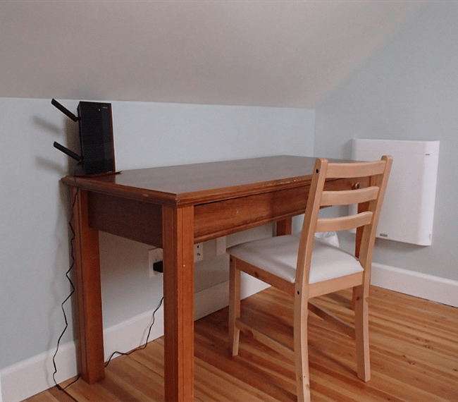 Desk and wifi router in the loft