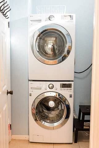 Pantry - Samsung Washer & Dryer; extra shelving for storage