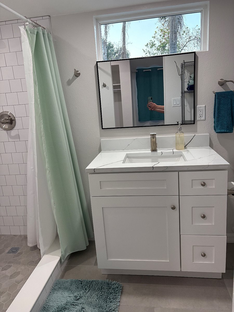 Brand new everything! Vanity with storage drawers.