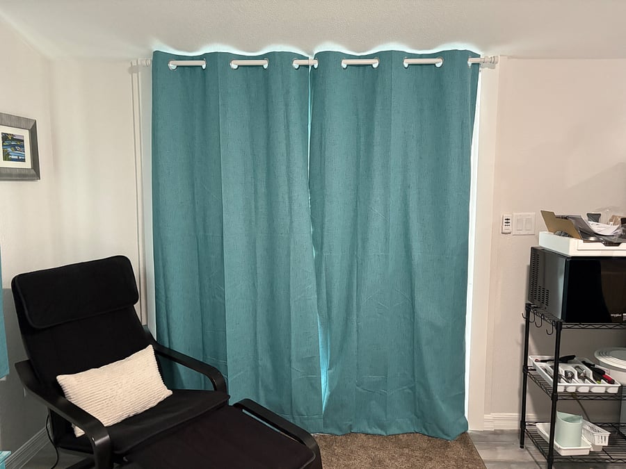 Black out curtains for entry sliding doors.