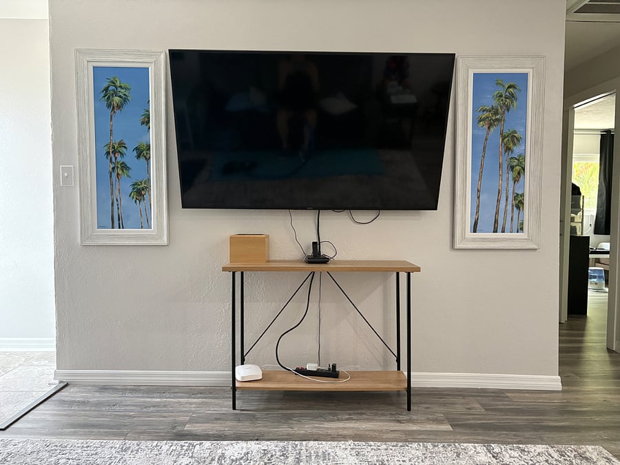 Living room with 65" smart TV