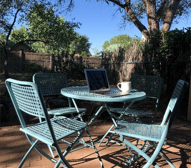 Morning coffee on back portal
