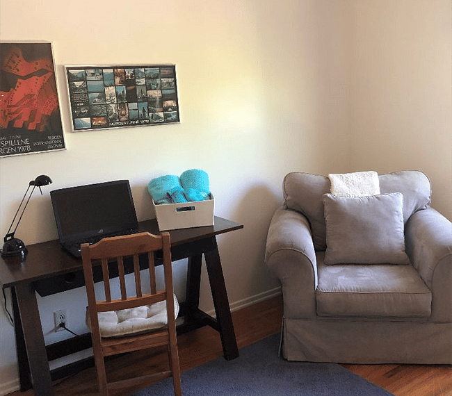 Comfy chair and desk in Sitting Room.