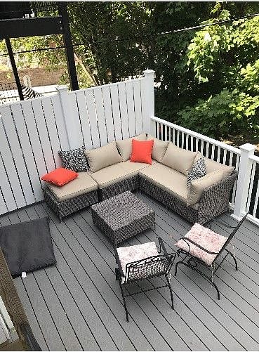 Private back deck with gas grill.