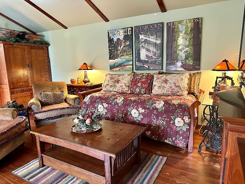 In addition to our built-in clothes closet, this craftsman style wardrobe provides ample space to store decorative pillows, when not in use.