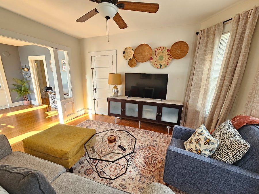 2nd Floor Living Room Looking into Dining Room