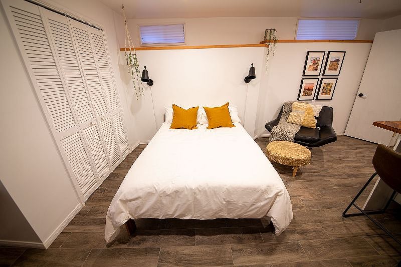 Click on swivel reading lamps with soft light, and comfy down pillows.