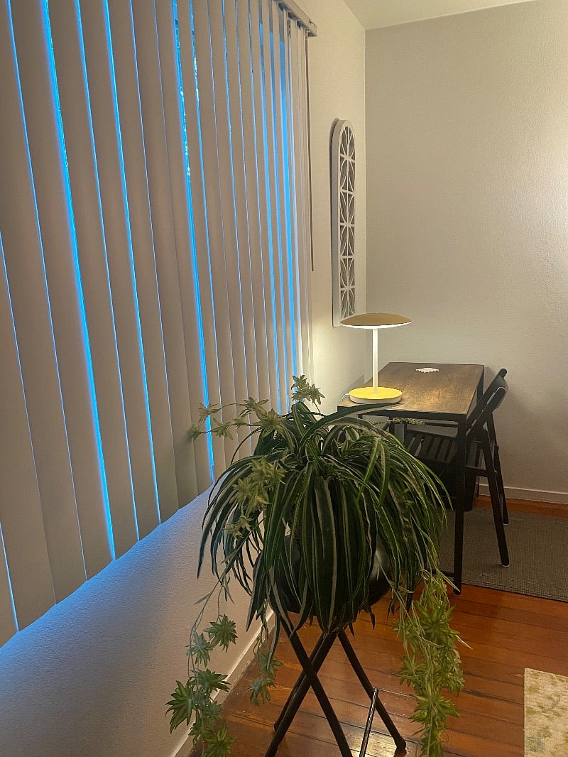 Front Entry View ~ Designated Work Space & Wireless Phone Charger Light