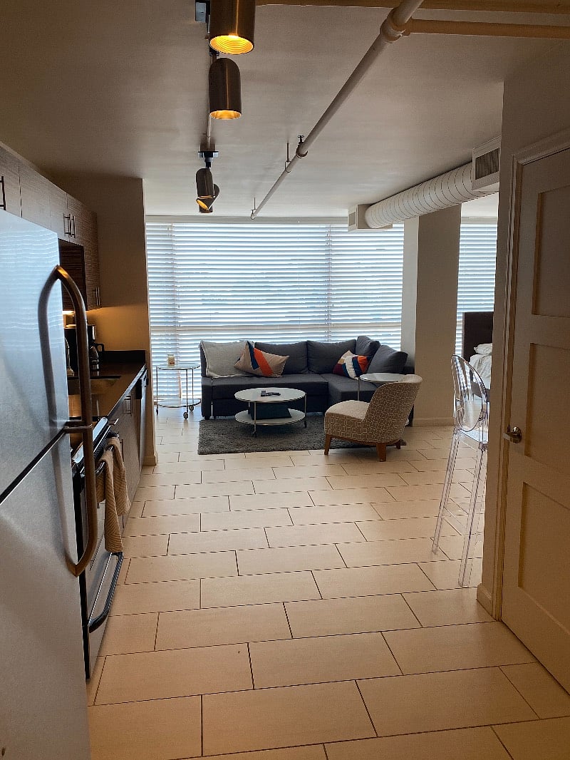 View into the loft from the front door entrance.