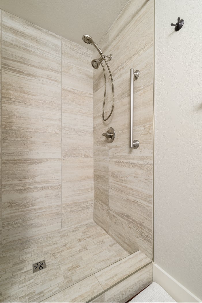 Large fully tiled shower