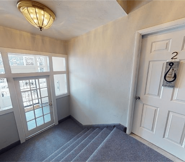 Front entrance with coded entry.