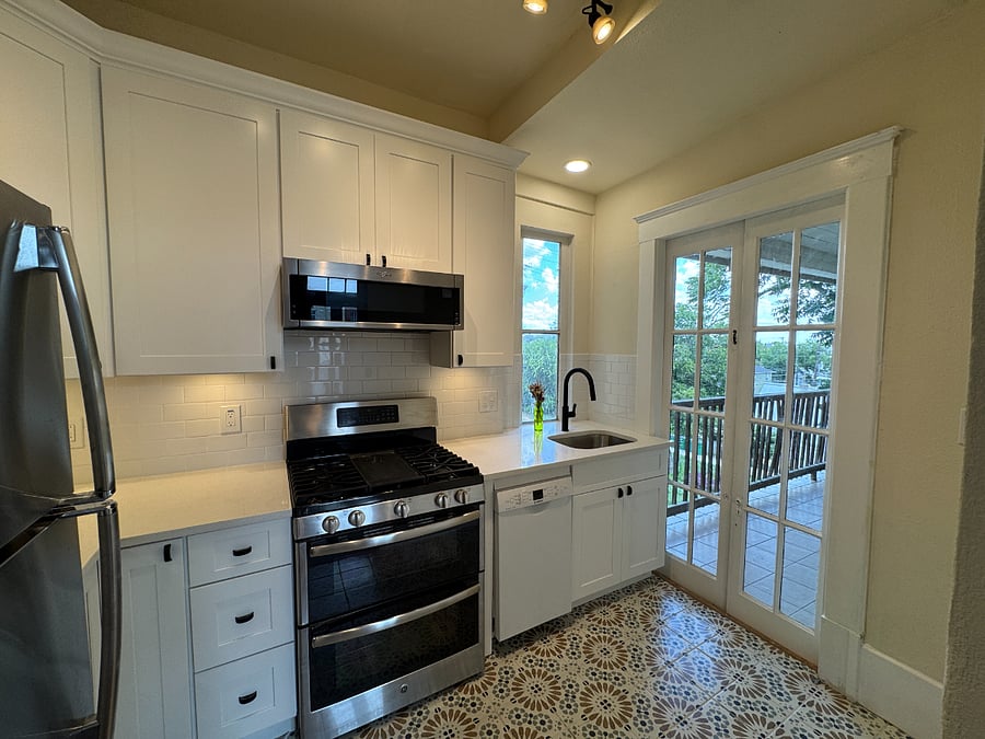 NEW Kitchen with view to private balcony
