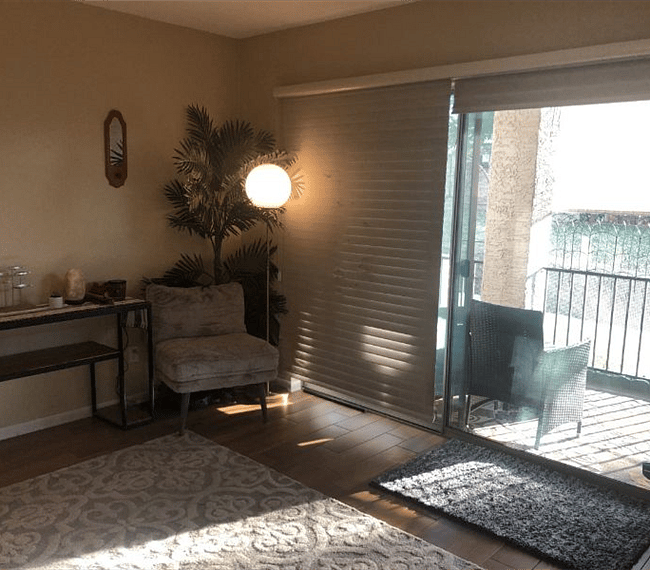 The living has direct access to the balcony