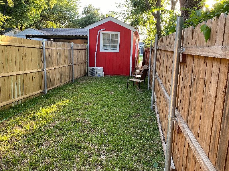 fenced backyard