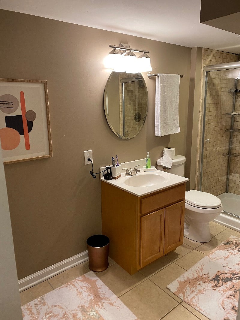 Private downstairs bathroom with laundry room
