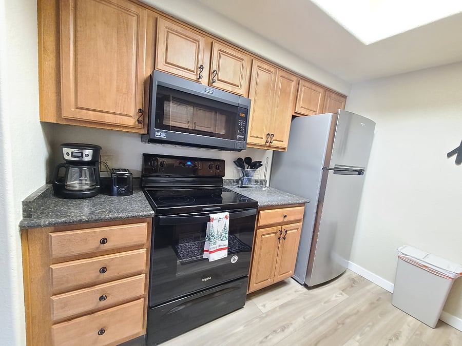 Well stocked galley kitchen.