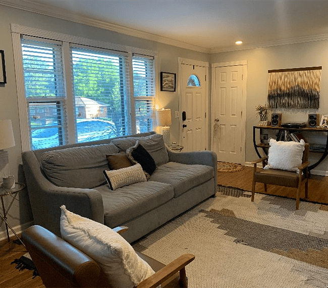 living room next to the two available bedrooms