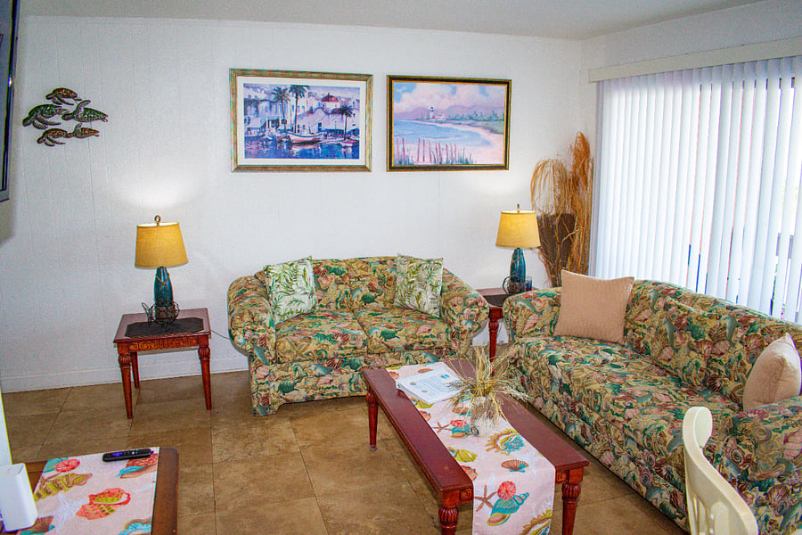 Living Room with Queen Sleeper Sofa and Upgraded 5-inch Memory Foam Mattress