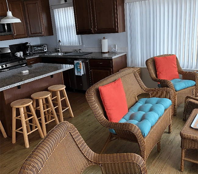 Sunroom and kitchen