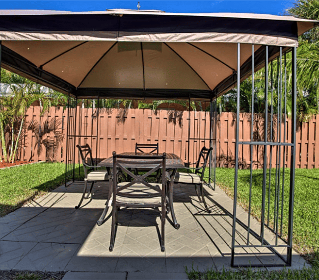 Have a homemade meal outside on the cover patio.