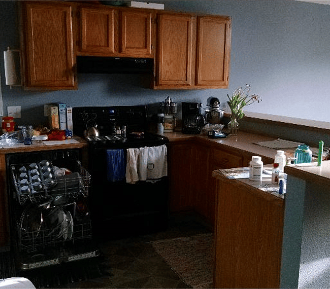 Shared kitchen upstairs.