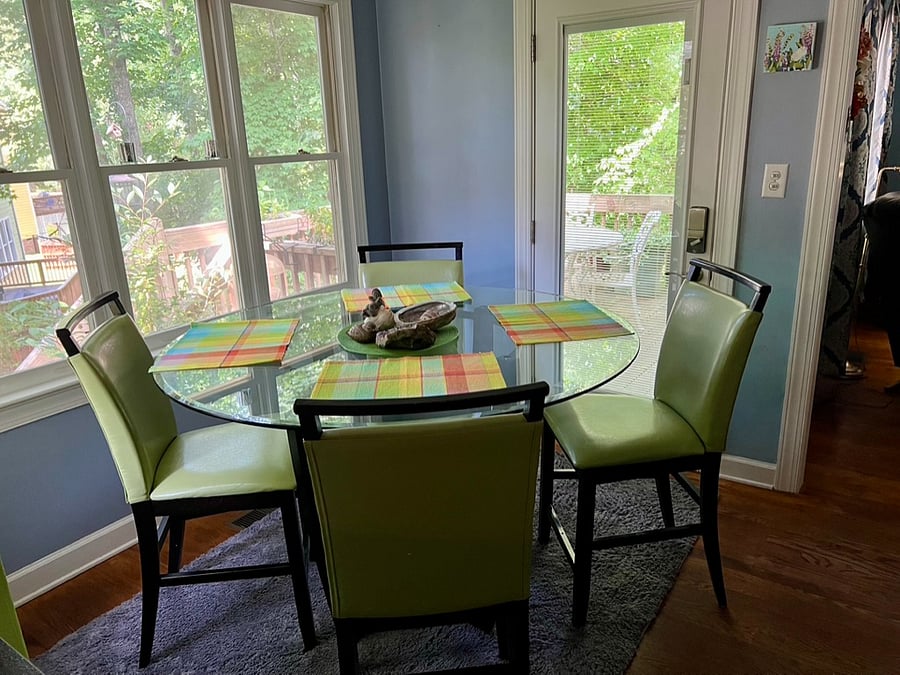 Breakfast nook off kitchen. The door leads to the sizable porch.
