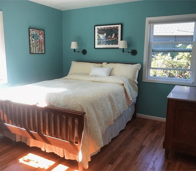 Spacious and bright bedroom with queen bed