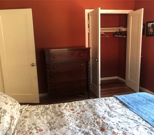Spacious closet with dresser