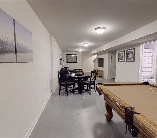 Pool table and dining area