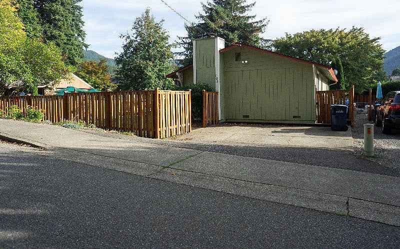 View from the street. Driveway with room for two vehicles.