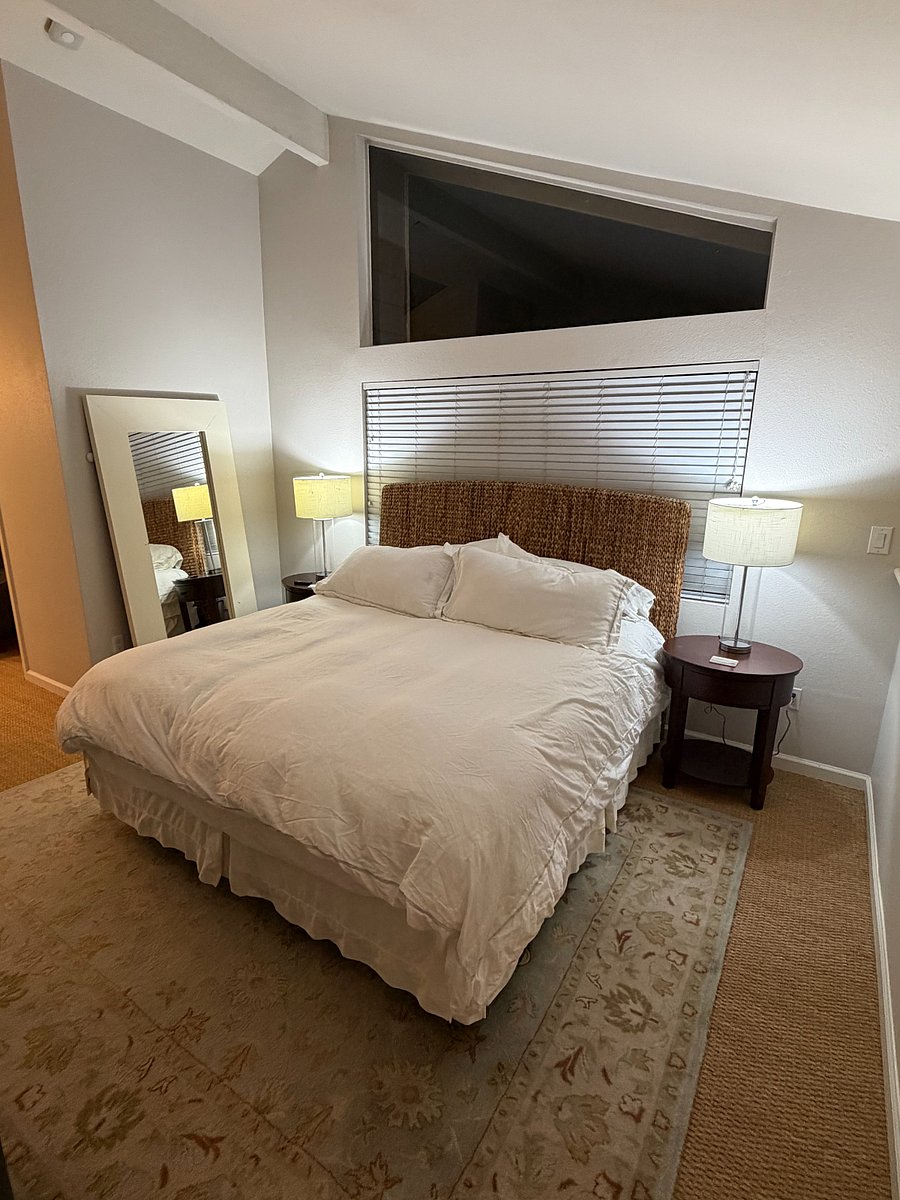 King bed, full length mirror and nightstands