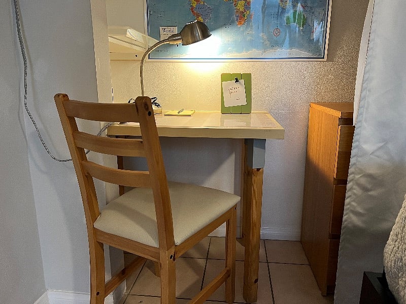 Desk area with USB plugs