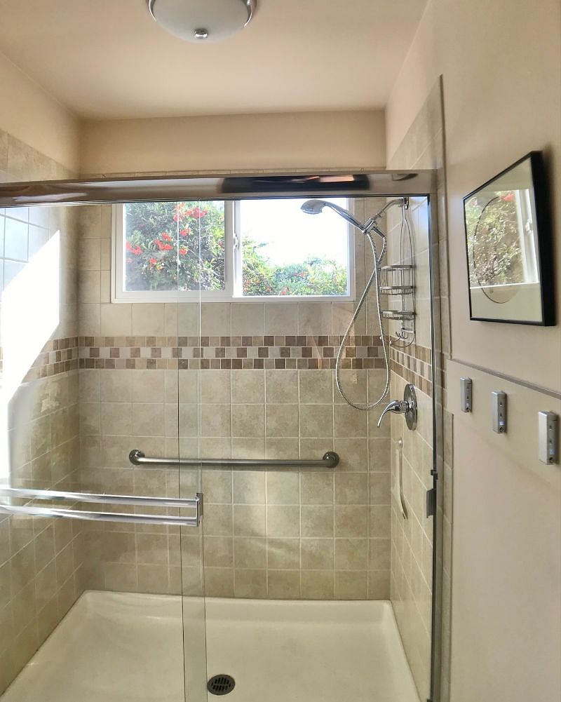 Window designed for privacy and a pretty view.