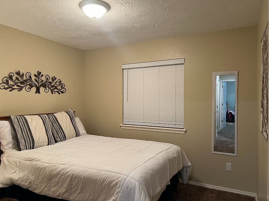 Queen size bed second bedroom