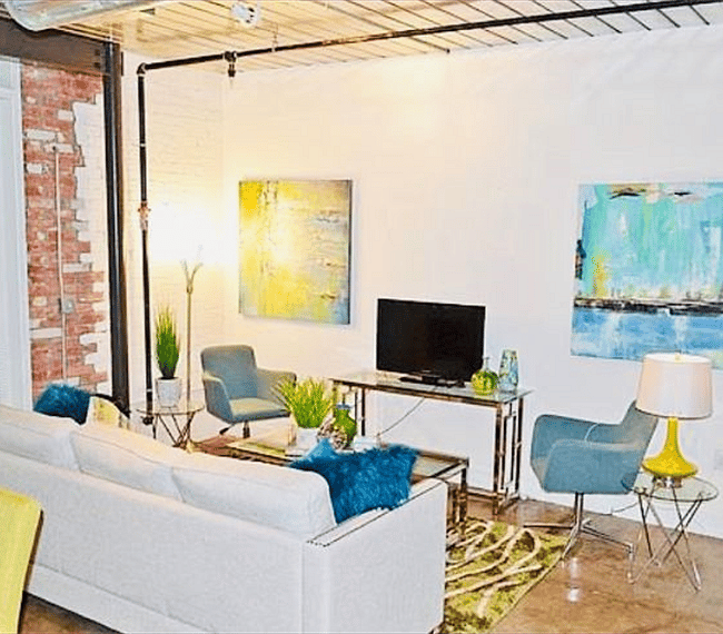 Welcoming living room with a cozy sofa