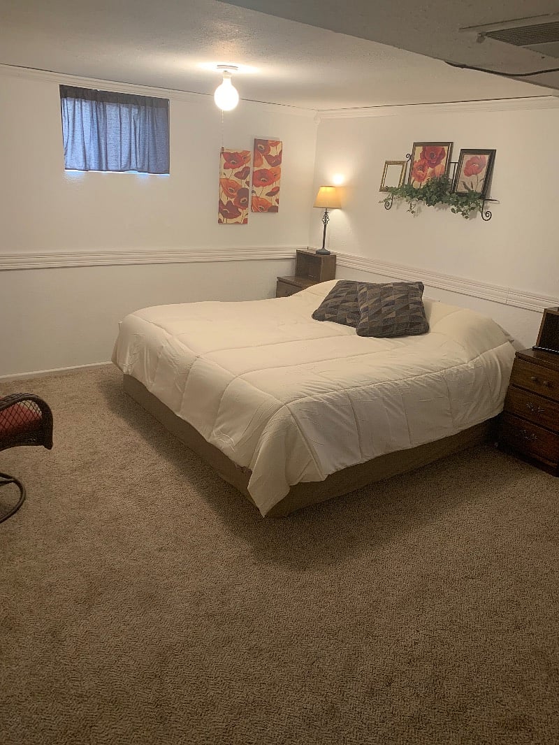 King-size bed, sleep number so you can adjust the firmness.