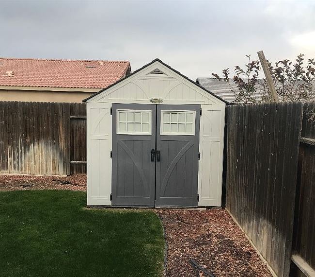 Secure outdoor shed.