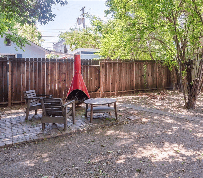 Spacious patio with firepit
