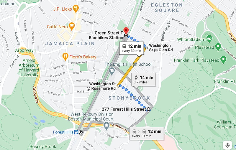 Map to public transportation and times