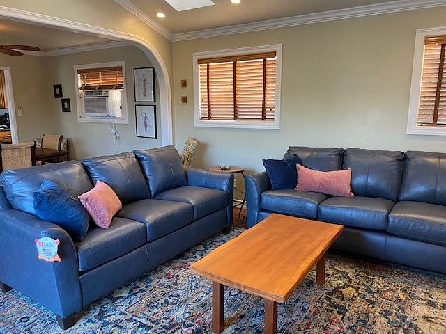 Living room with leather seating