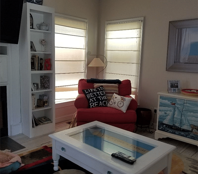 Living room with fireplace