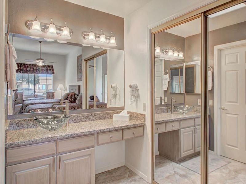 Unit B, Granite countertops, pull up vanity, vessel sink/faucet 
