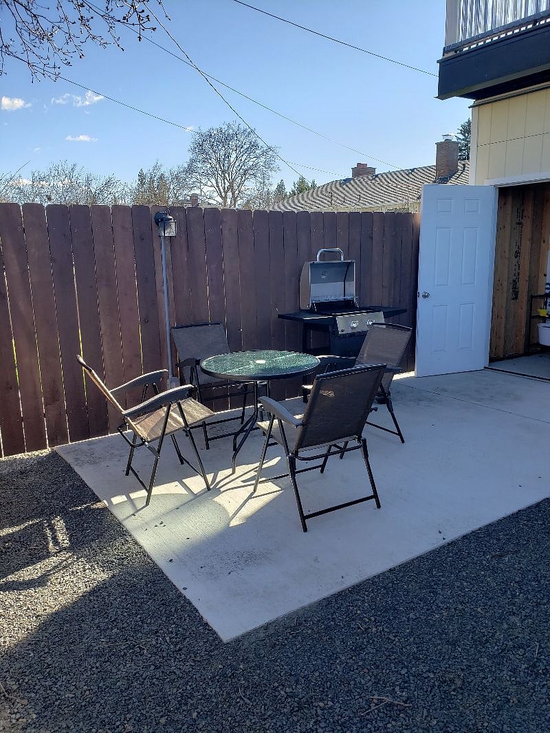 A different angle of your second option of resting and relaxing...Private outside (lower area) Rest & Relax BBQ, sun - if you're tired of the upstairs beautiful deck & BBQ there...LOL
